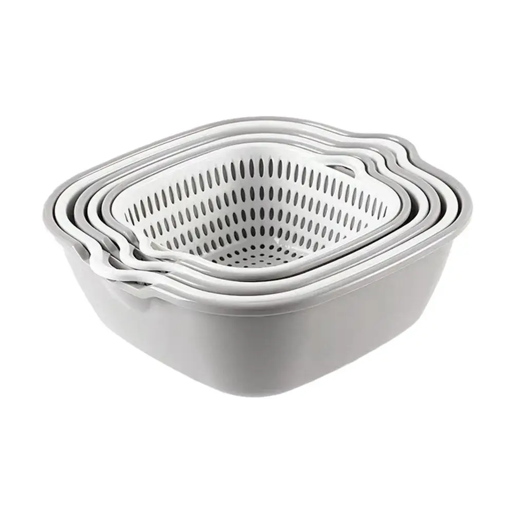 S4f0da10dc1214c2bb23f46c36bd85b9en Multifunctional Kitchen Sink Strainer Basket Set Double Layer Fruit Vegetable Basket 1/6pcs Fruit Washing Basin Vegetable Drain Mallzona
