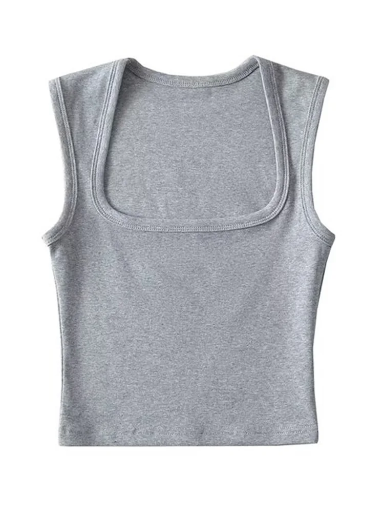 Deep Square Collar Vests 2025 Summer New Fashion Sexy Women's Crop Tops Sling Vest Camis