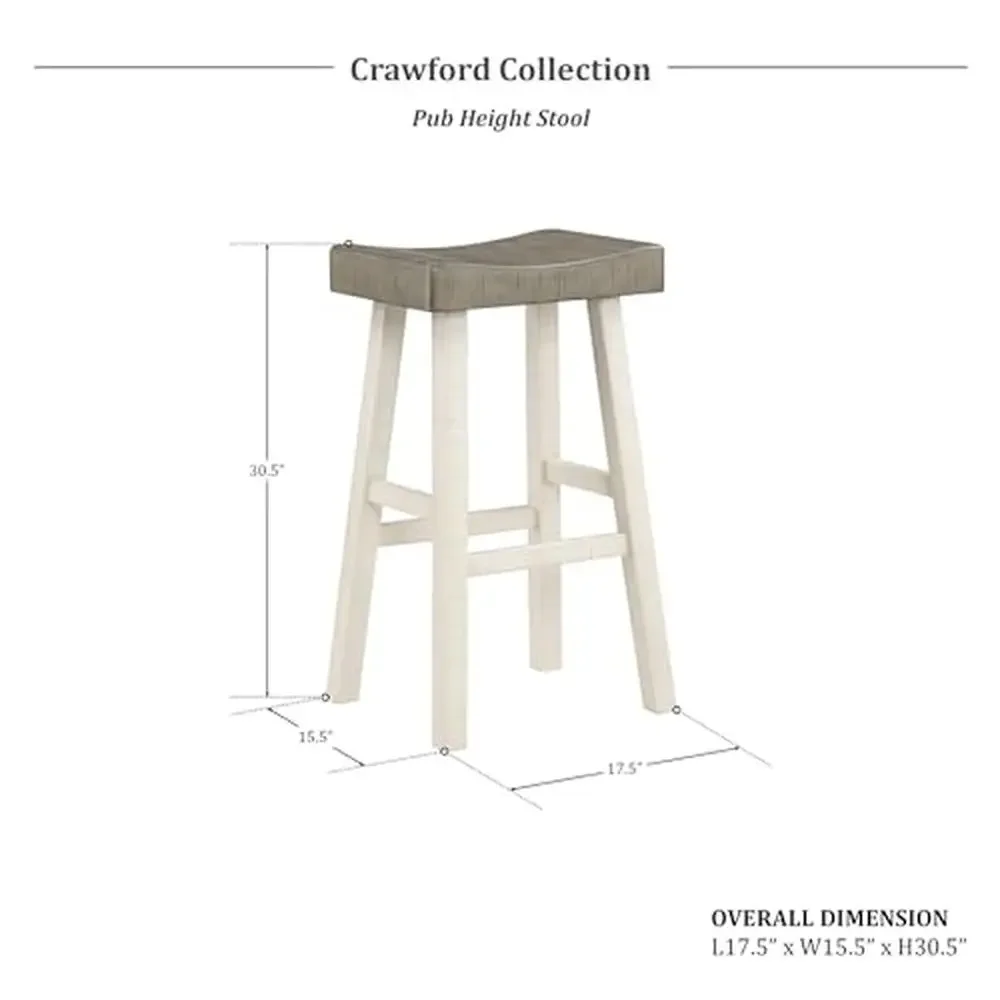 3-Piece Kitchen Island Table with 3 Saddle Bar Stools Wood Dining Set Breakfast Nook White/Coffee Color 6