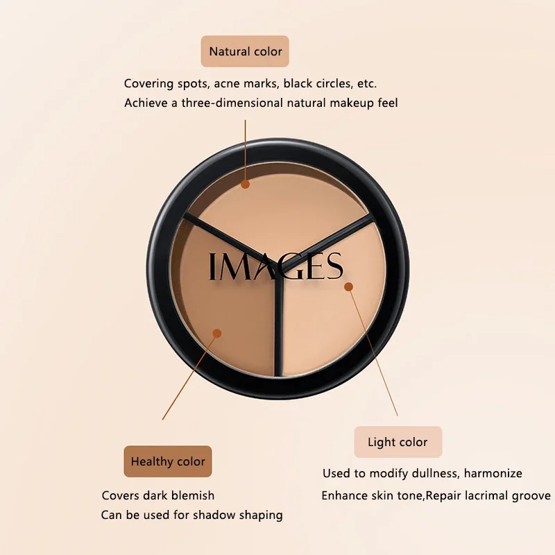 Tri-color Concealer Hidden Pores Cover Blemishes Long Lasting Makeup Holding Decorate Face Brightening Skin Tone Concealer Cream 3
