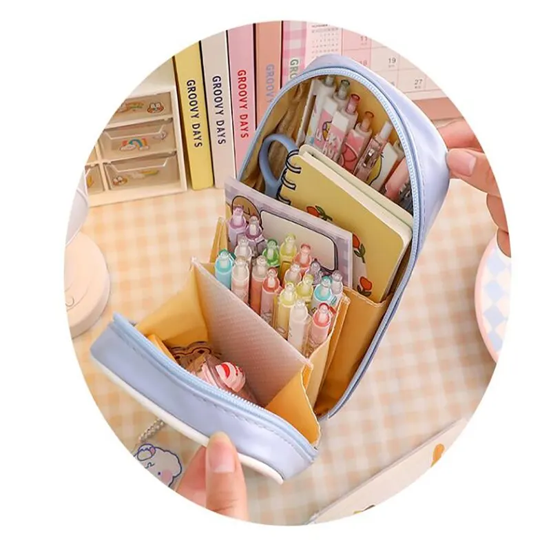 Pen Case Cute Creative Transparent Canvas Large Capacity Children Cartoon Student Stationery