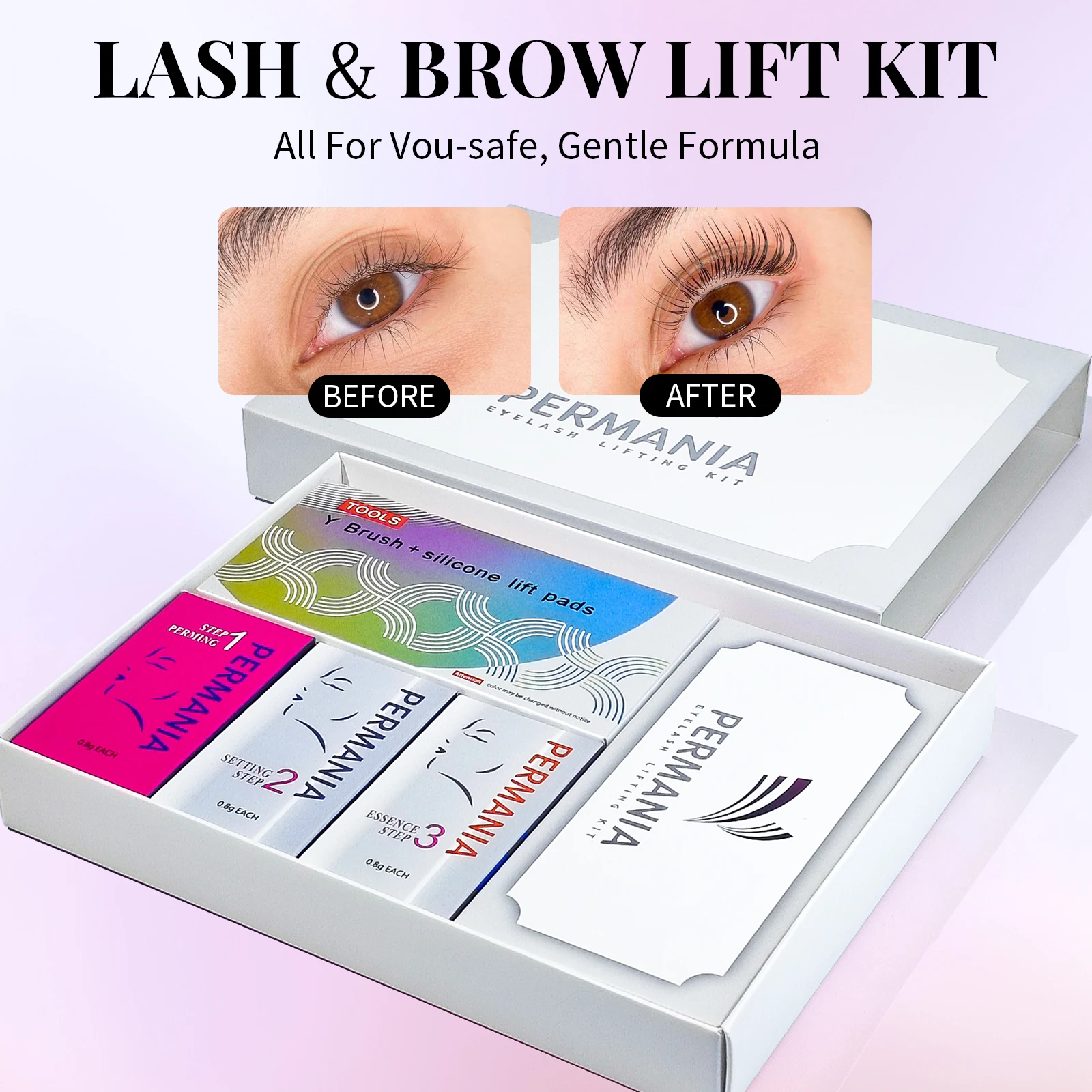 PERMANIA Long Lasting 5-8 Minutes Quick Lash Lifting Eyelash Perm Lash Lift Kit Curling Lashes Eyelash Enhancer Eye Makeup Tool