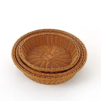 Rattan Fruit Basket Supermarket Display Basket Rattan Supermarket Fruit and Vegetable Basket Round
