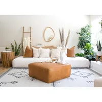 POLY & BARK Sequoia Ottoman in Full-Grain Pure-Aniline Italian Tanned Leather in Cognac Tan 1
