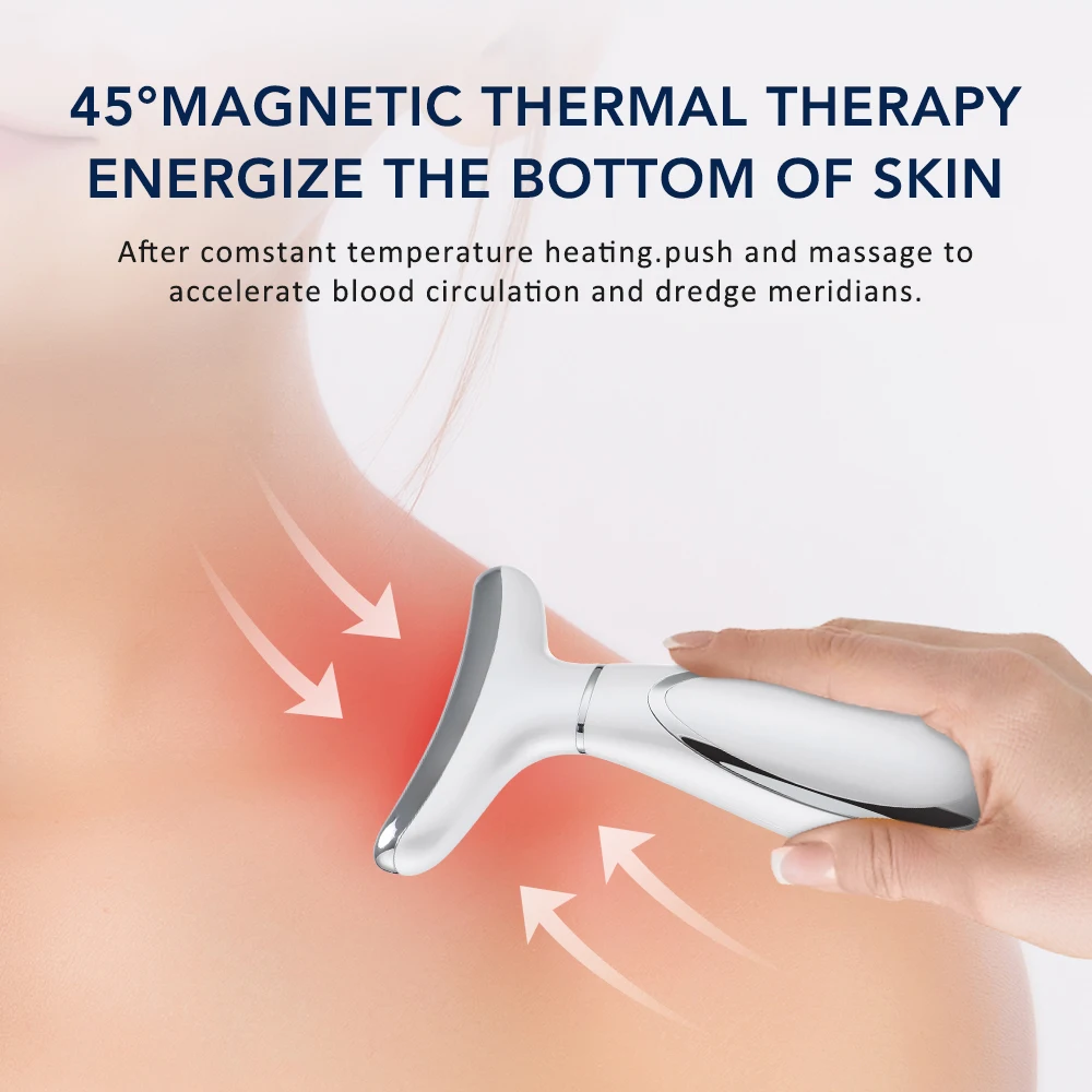 Ice Compress Neck Beauty Device Microcurrent LED Light Therapy Skin Rejuvenation Wrinkles Remover Face And Neck Lifting Massager