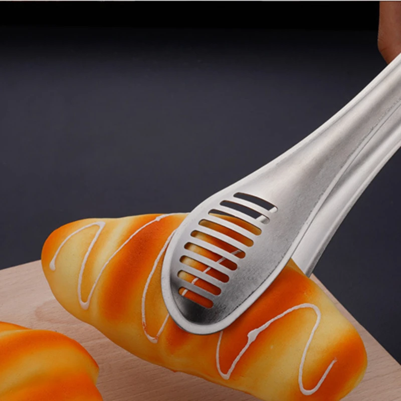 Food Tongs 3-Size Hollow Kitchen Barbecue Food Tongs Stainless Steel Meat Salad Clip Multifunctional Home Cooking Utensils Kitchenware