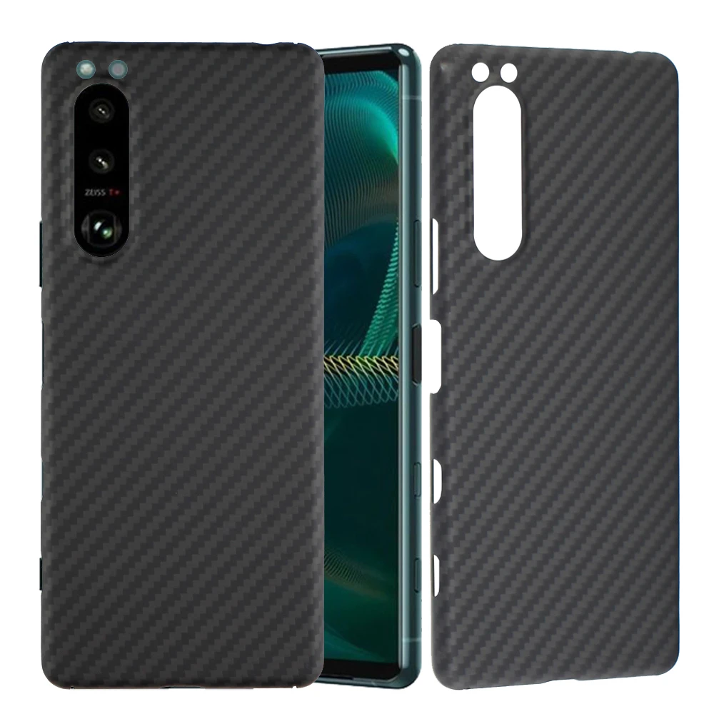Dropshipping Real Aramid Fiber Phone For Sony Xperia 5 Iii Ultra-thin Anti-fall For Xperia 5 Iii 5G Carbon Fiber CASE Cover