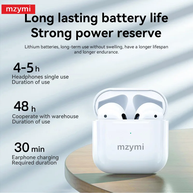 mzymi Bluetooth5.4 Earphone Pro 4 True Wireless Earbuds In Ear Sport Headphones Touch Control Waterproof Gaming Headset Mic