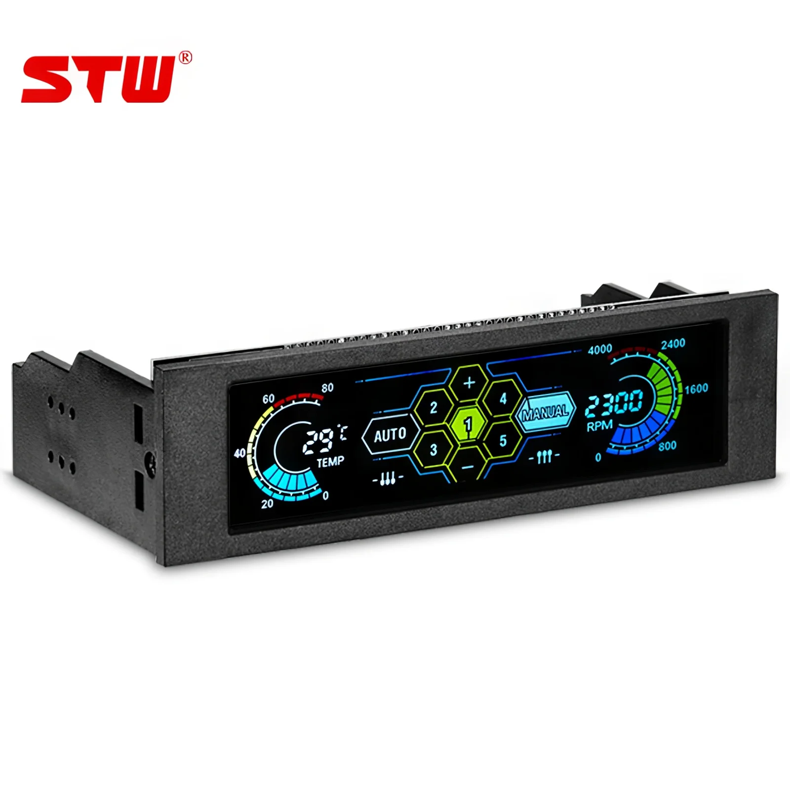 STW 5046 5.25 Driver Place Fan Speed Controller LCD 5 Channel Touch Screen