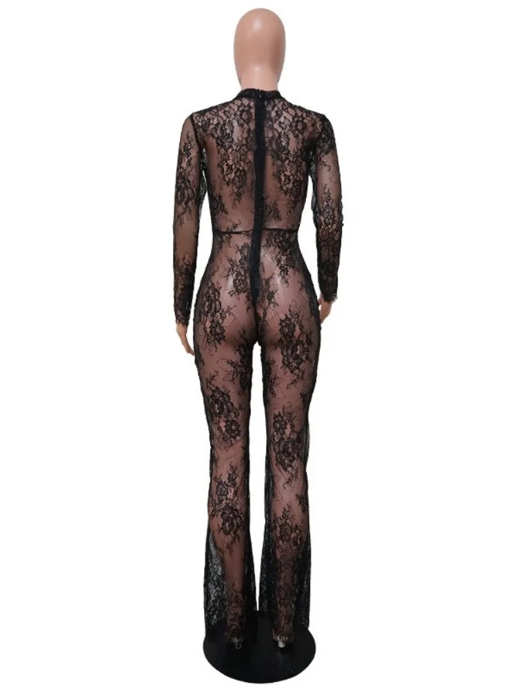 Wmstar Jumpsuits Rompers Women Wholesale Best Selling Lace See Through Sexy Nightclub Plus Size Summer 2025 Europe America