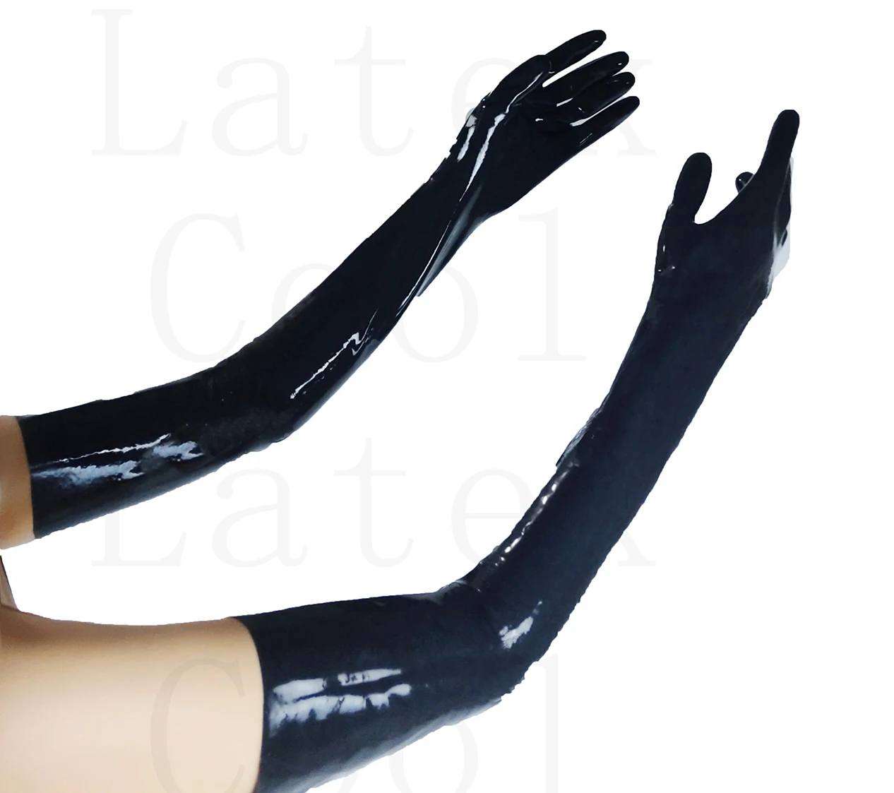 

Special price manual customization 100% Gummi Latex Rubber Arty Long Black Seamless Gloves Handmade 0.4mm Size s-xl 0.4mm