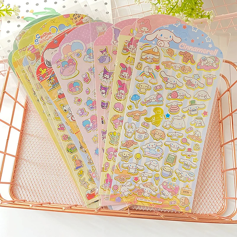

Anime Sanrio Figure Stickers Hello Kitty Kuromi My Melody Cinnamoroll Kawaii Cartoon Children Palm Book Stationery Stickers Toy
