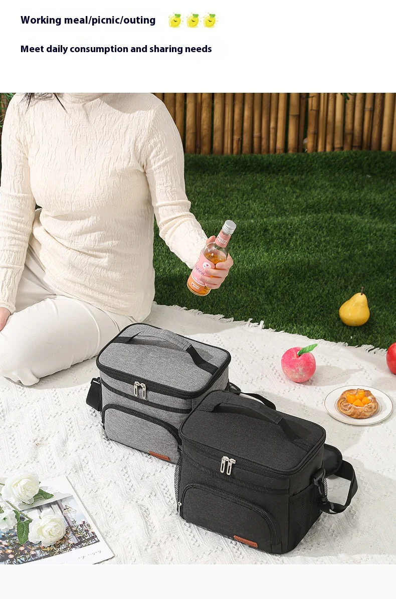 Wiederverwendbare Lunchtasche für Damen/Herren, Büro, Picknick, Wandern, Strand, auslaufsicher, Kühltasche, Organizer mit verstellbarem Schultergurt – Detail 3