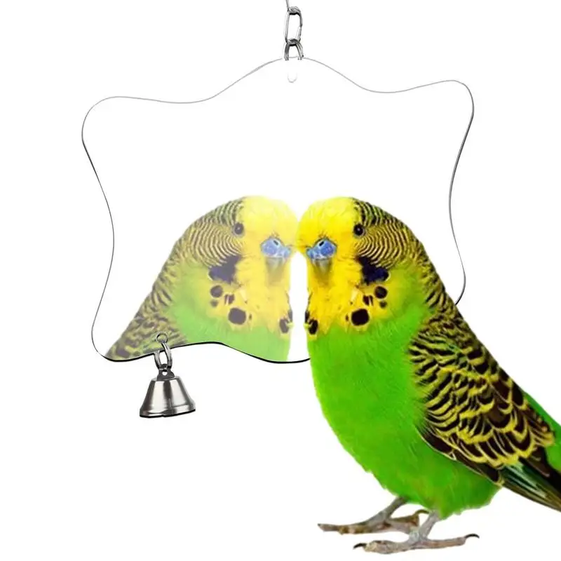 

Parrot Mirror With Bell For Cage Interactive Play Toy Small Parrot Budgies Parakeet Cockatiel Conure Lovebird Cage Accessories