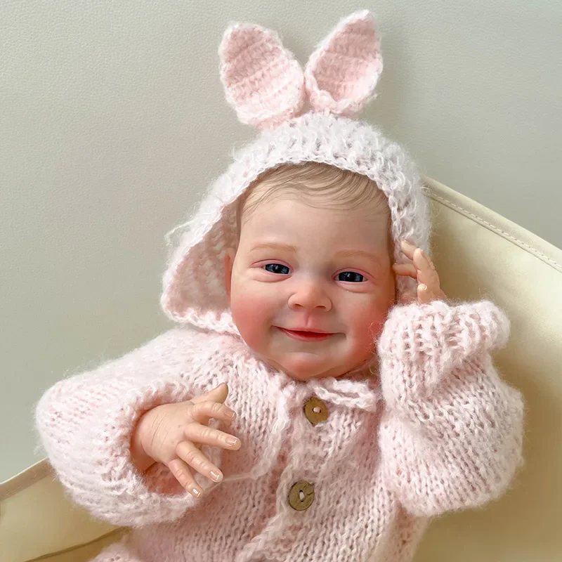 49Cm Sebastian Pink Smile Baby Reborn Dolls Touch Soft Neonato 3D Skin Painted Hair Bebe Alive Toys For Kids Reborn Doll