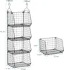 4 Tier Closet Hanging Organizer, Closet Organizers and Storage with 5 S Hooks, Closet Hanging Shelves & Freestanding Wire Storag 6