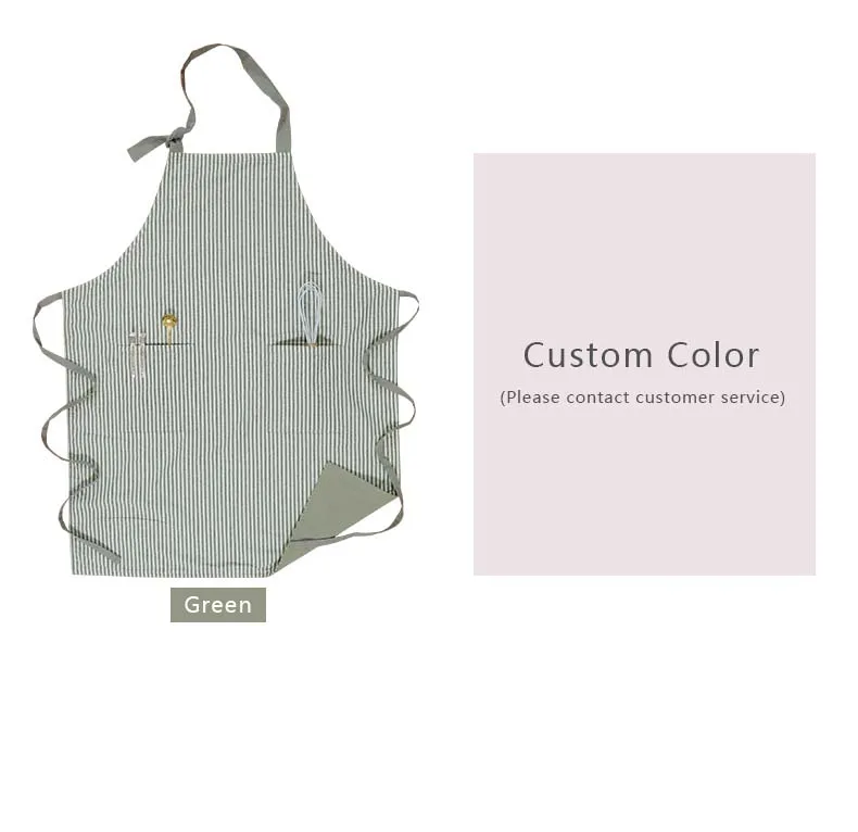 Benutzerdefinierte Logo Familie Küche Gestreifte Schürze Erwachsene Lätzchen Tee Café Restaurant Kellner Arbeitskleidung Personalisierte Gourmet Bekleidung – Detail 7