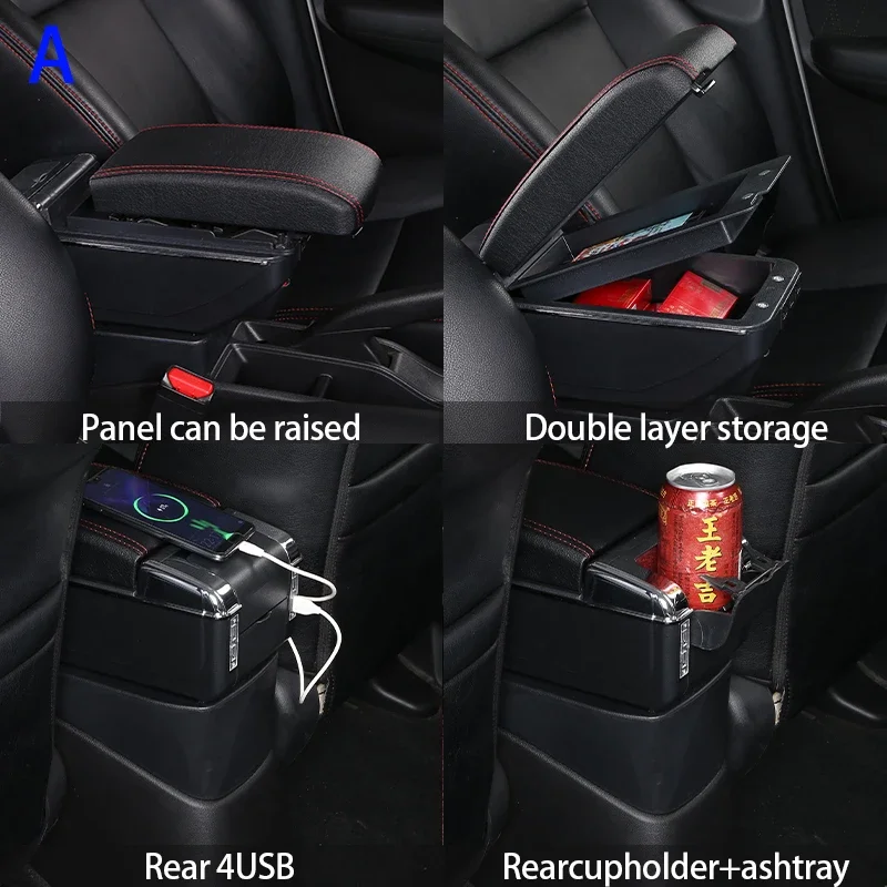 폭스바겐 폴로 팔걸이, VW 폴로 9N 3 용 자동차 팔걸이 박스, 2002-2009 개조 부품 보관 박스, 자동차 인테리어 액세서리 USB