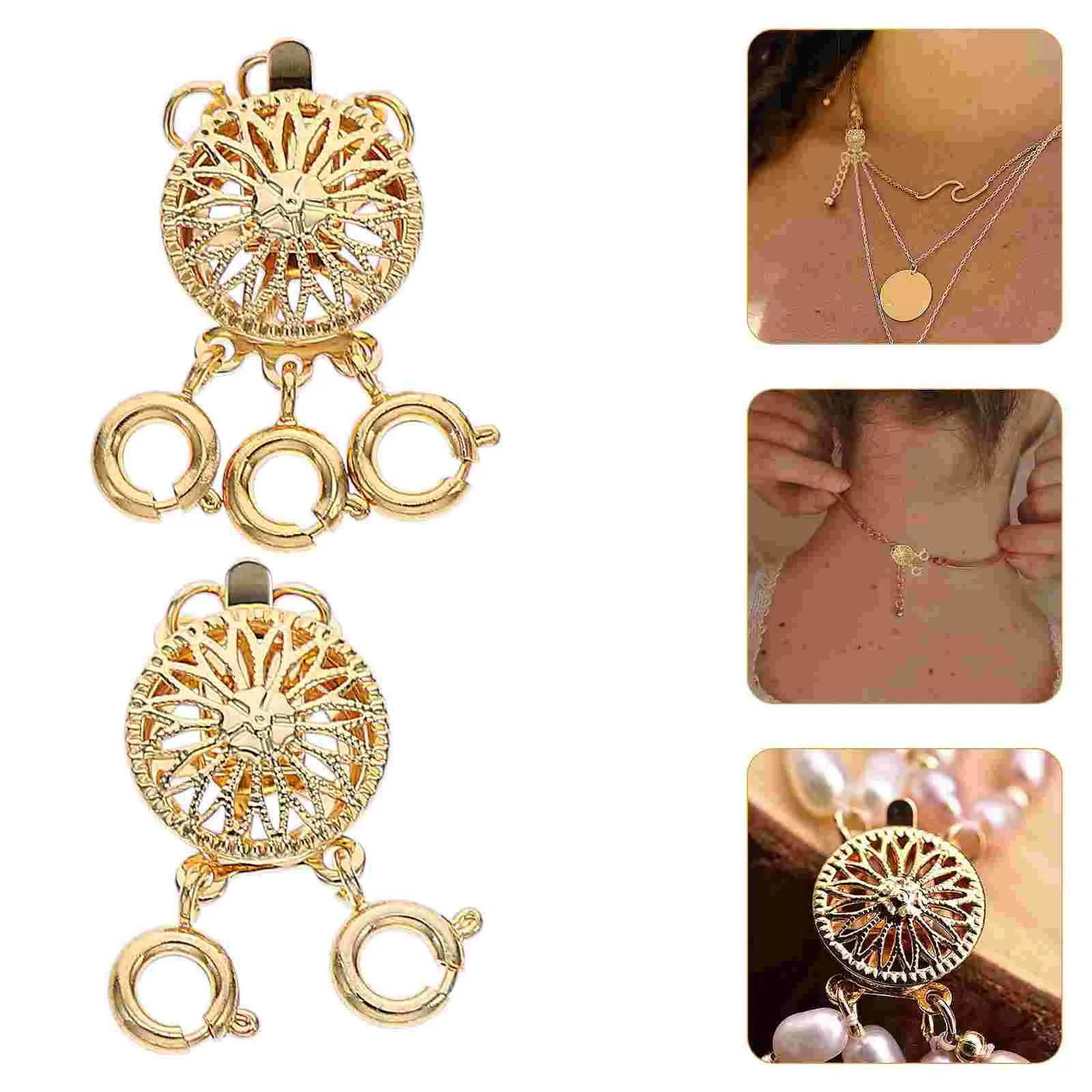 

2 Pcs Necklace Separator Layering Clasps Jewelry Converter Copper Buckles Connector Bracelets Necklaces