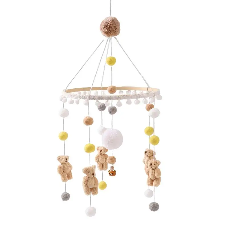 

Mobile Crib Bed Bell Toddler Crib Mobile With Felt Balls Wooden Wind Chime Nursery Decoration Bed Bell Wind Chimes Hang Decor