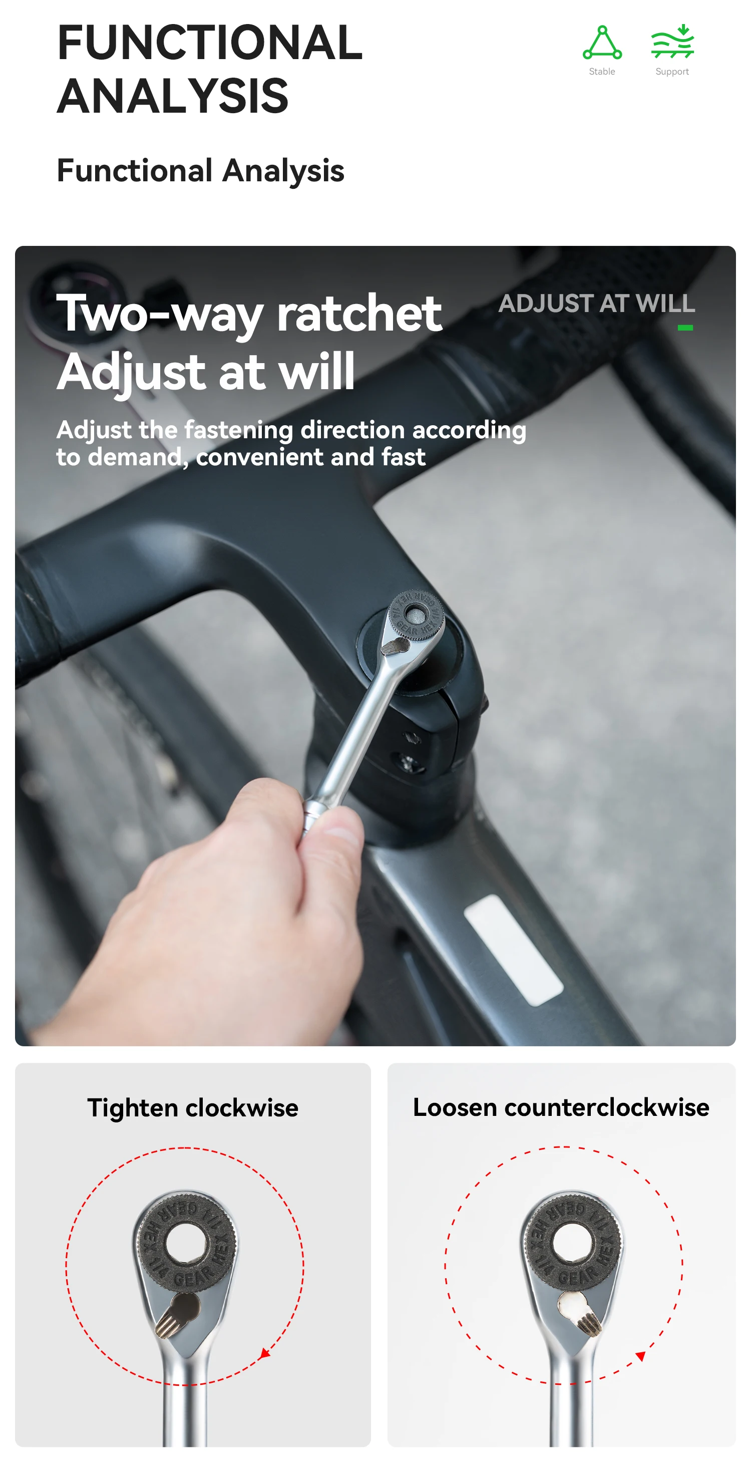 ROCKBROS Fahrrad-Reparatur-Werkzeug-Set leicht tragbar Ratschenschlüssel Schraubendreher Fahrradreifenheber Fahrrad-Wartungswerkzeug-Set – Detail 5
