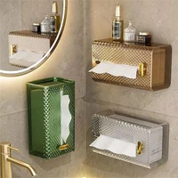 Light Luxury Tissue Box, Wall Mounted, Rectangular Tissue Storage Box, Self-Adhesive Napkin Holder, Kitchen Paper Dispenser Case 1