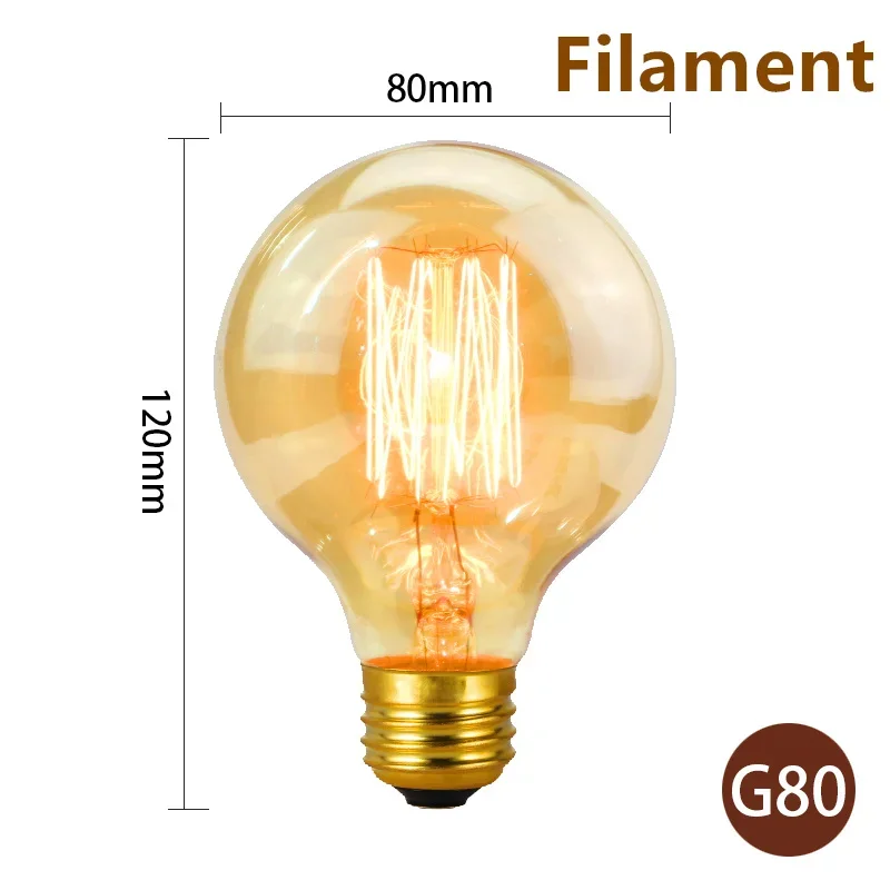 ตัวเลือกสินค้า หลอดไฟ Edison ไส้ 40W E27 ตกแต่งบ้านสไตล์วินเทจ