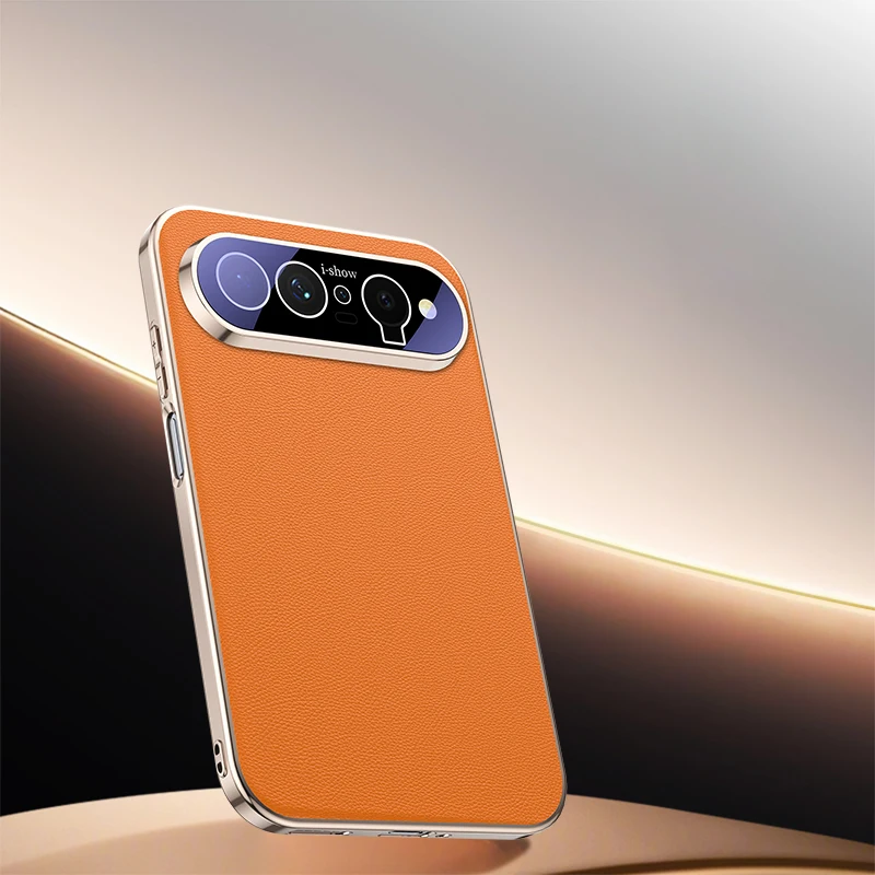 Luxury PU Leather Non-Slip Anti-Fingerprint Case with Lens Protector