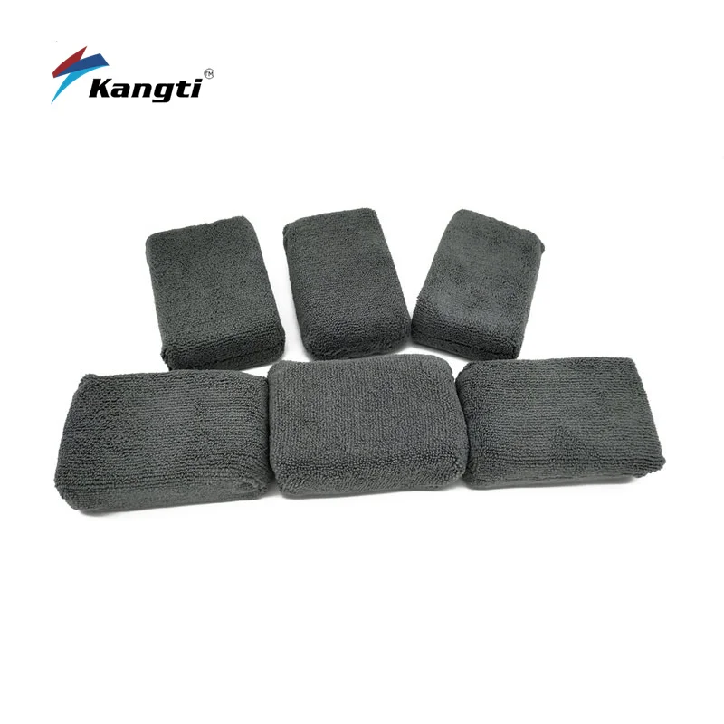Gray Square Car Wax Pad Microfiber Applicators Sponges Cloths