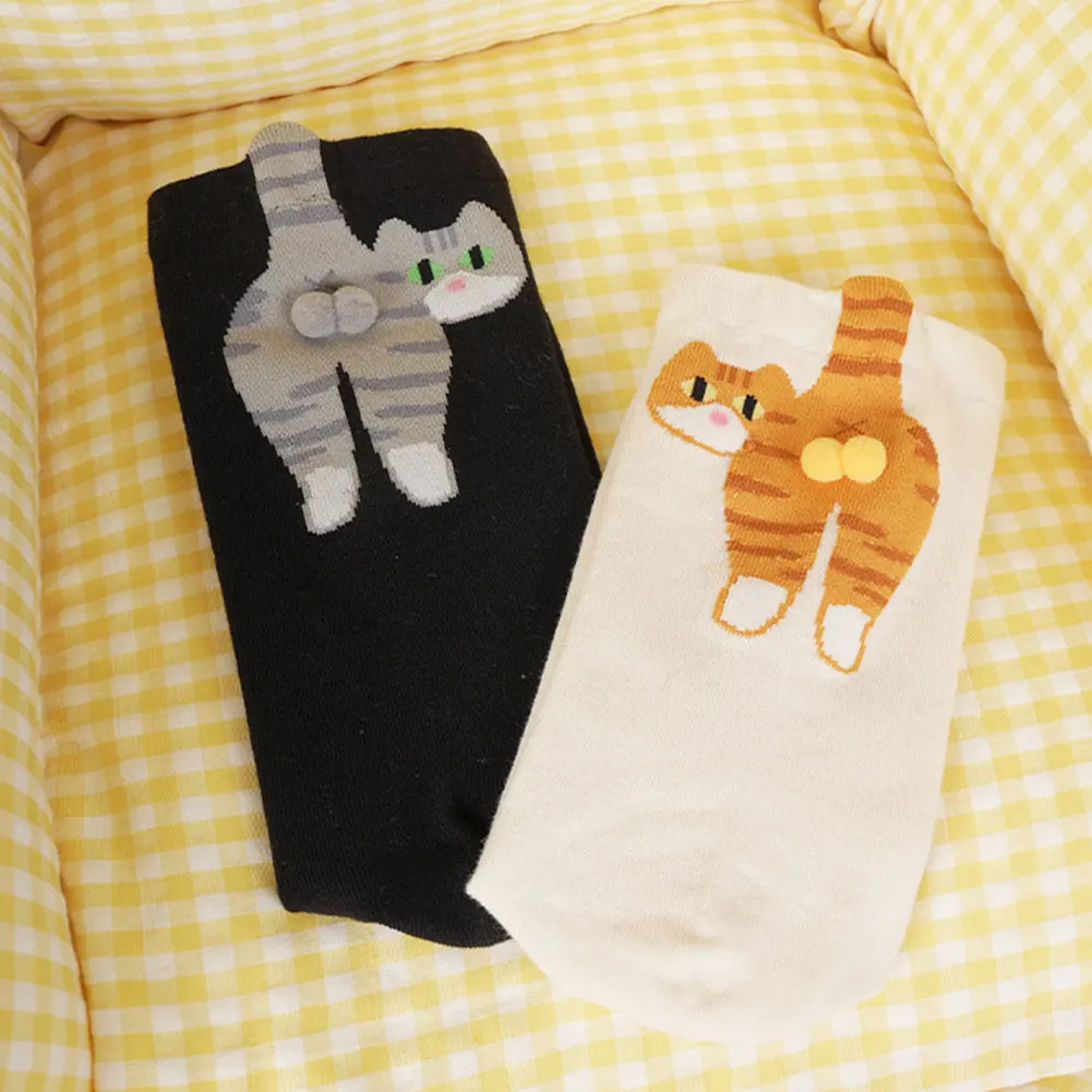Cute Cat Socks Breathable Cartoon Animal Socks Cat Middle Tube Socks Novelty Gifts for Cat Lovers