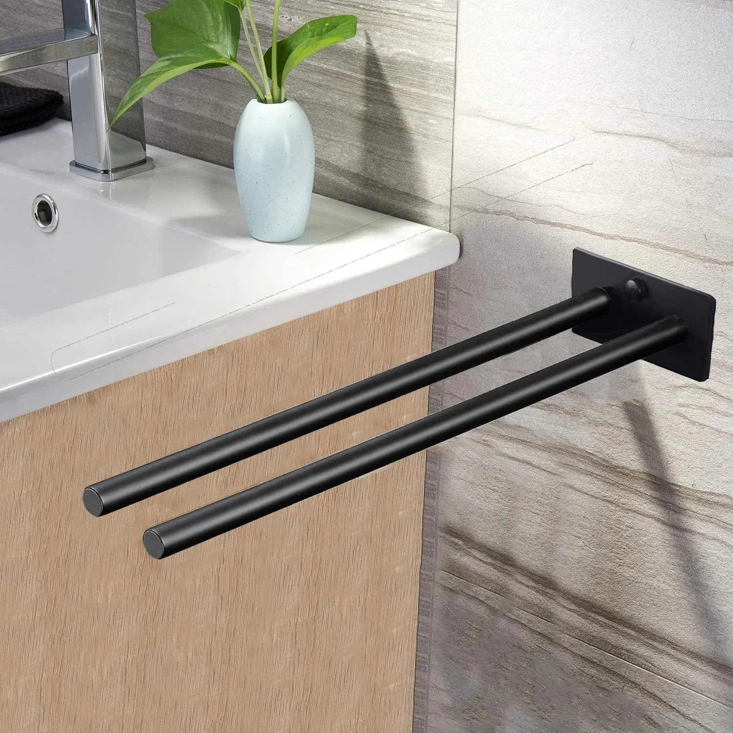 Towel Rack Towel Holder Stainless Steel Towel Holder Wall Mounted Bathroom Towel Rack Double Bar Clothes Shelf Holder Hanger Bathroom Organizer