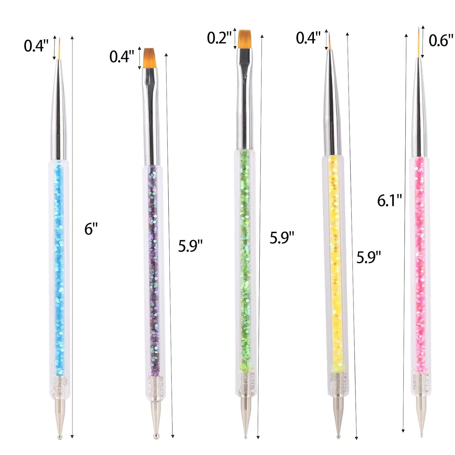 Must-Have High-End Top-Quality Essential 5-Piece Set of Double-Ended Nail Art Liner Brushes-Premium Dotting Tool for Professio
