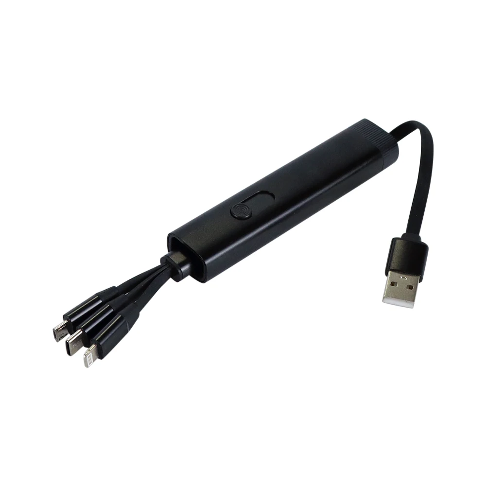5A Quick Charge One Tow Three Data Cable Zinc Alloy Multi-Function Three-in-one Key Chain Charging Type-c Micro Charging Cord
