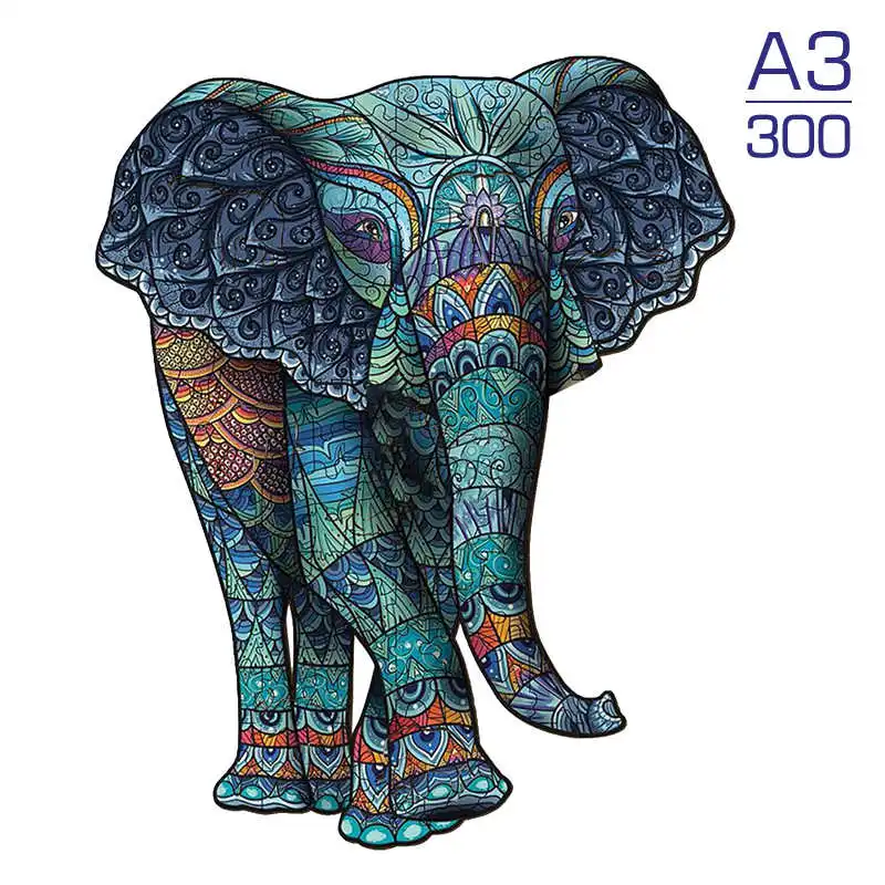 Elephant Wooden Animal Jigsaw For Adult Kids 3D Top Quality Wood Puzzles Family Educational Games Home Decor Holiday Gifts 2022 |