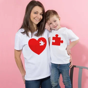 I Love Mom Mommy and Me Outfit Mother Daughter Son Gift