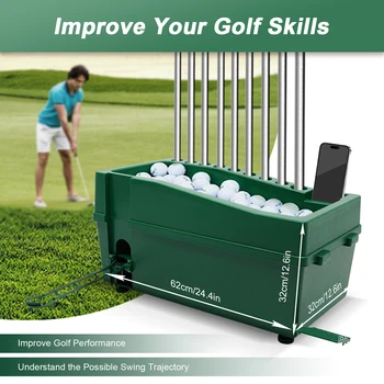 Automatic Golf Tee Machine W/ Cue Holder Green Automatic Golf Ball Dispenser Golf Ball Pitching 1