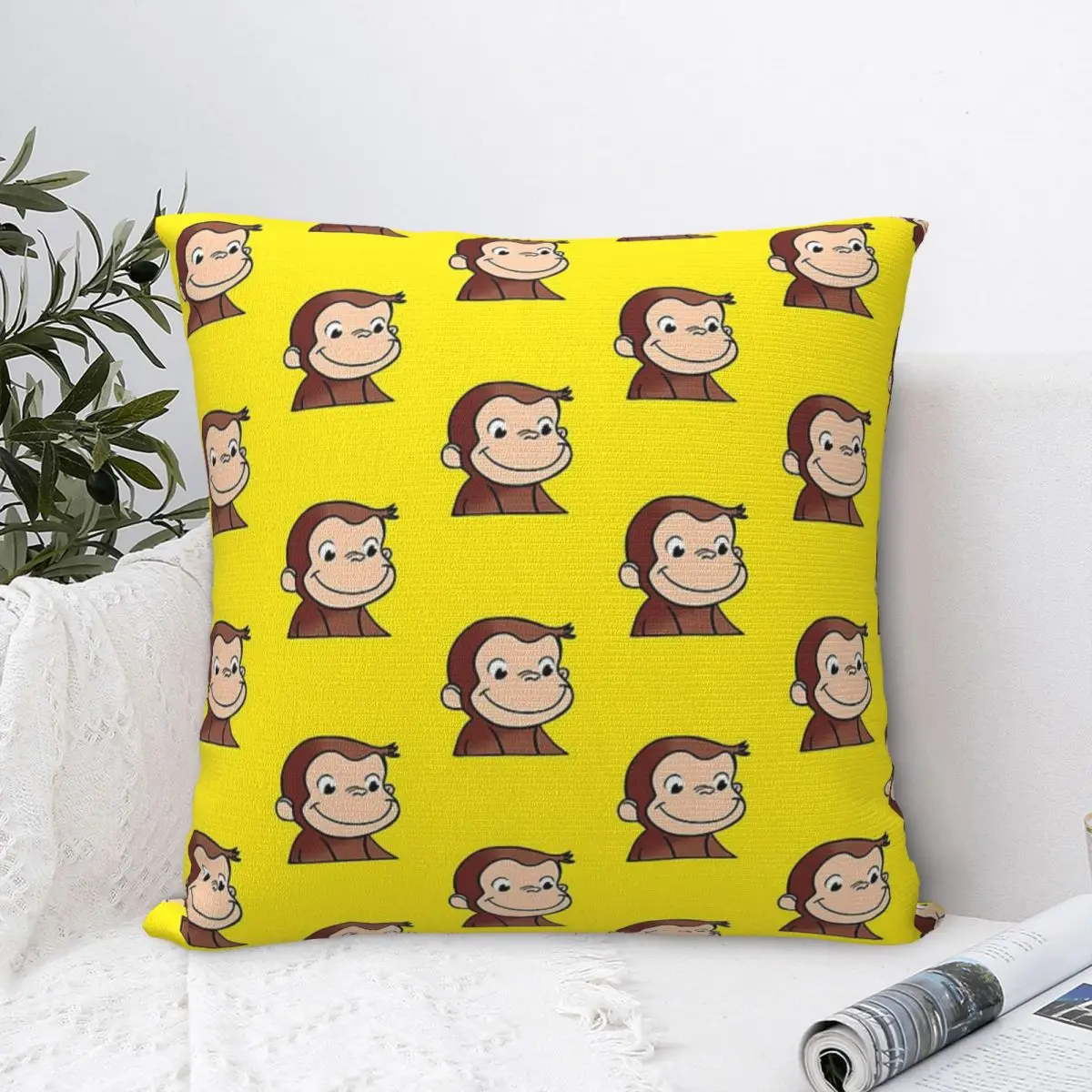 Curious George Square Pillowcase Polyester Pillow Cover Velvet Cushion Zip Decorative Comfort Throw Pillow For Home Sofa