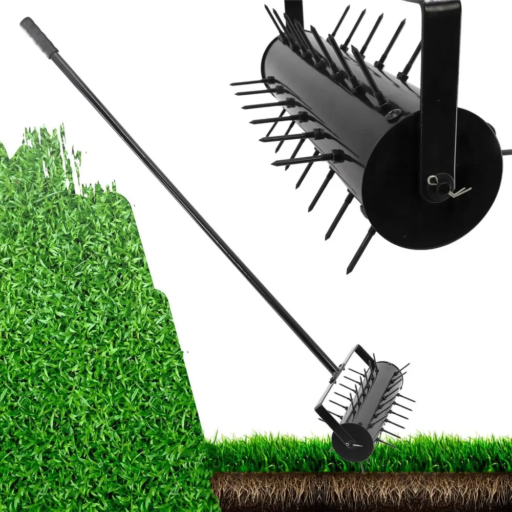 

Lawn Ripper with Removable Steel Handle Lawn Puncher with 39 Spikes Suitable for Garden Yard Cropland Ripper Black