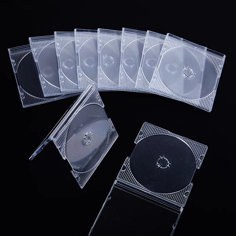 CD DVD Storage Case 5/10pcs Household Standard Single Disc Empty Clear Plastic Box