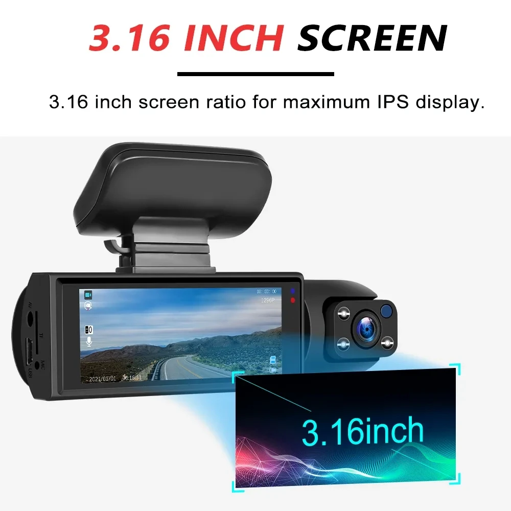 Car DVR Wide-angle 2-record High-definition Night Vision 1080P Driving Recorder Suction Cup 2-lens Car Front and inside Video - Image 5