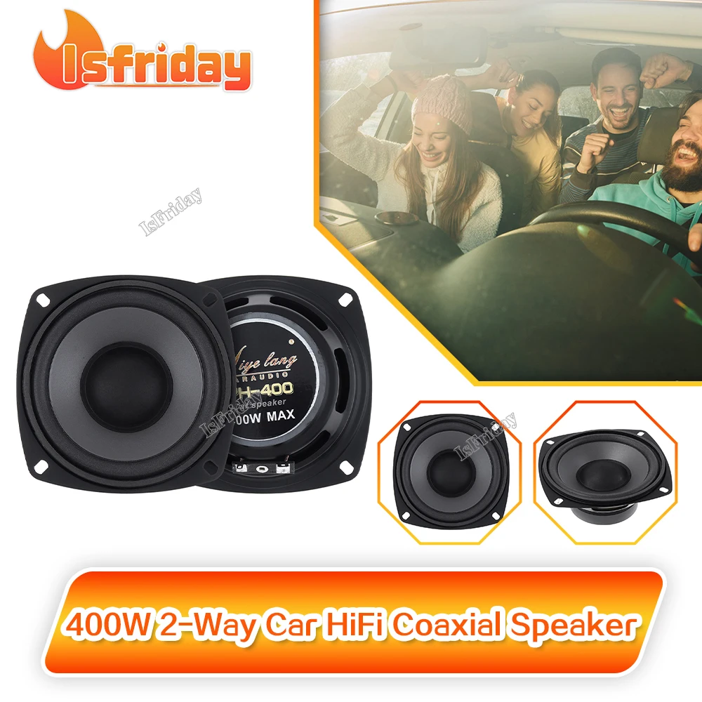 1 PC 4 Inch 400W 2-Way Car HiFi Coaxial Speaker Vehicle Door Auto Audio Music Stereo Subwoofer Full Range Frequency Speakers