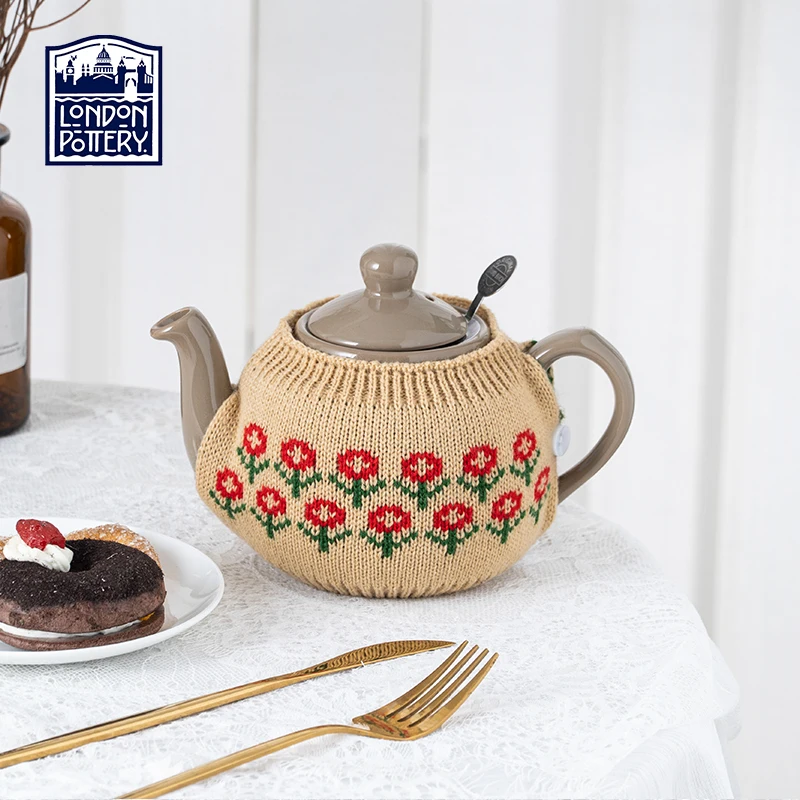 London Pottery Teapot Tea cosy Toffee Flower 80% Wool Knit Cover kettle fabric cover Cute tea cozy Christmas decoration gifts