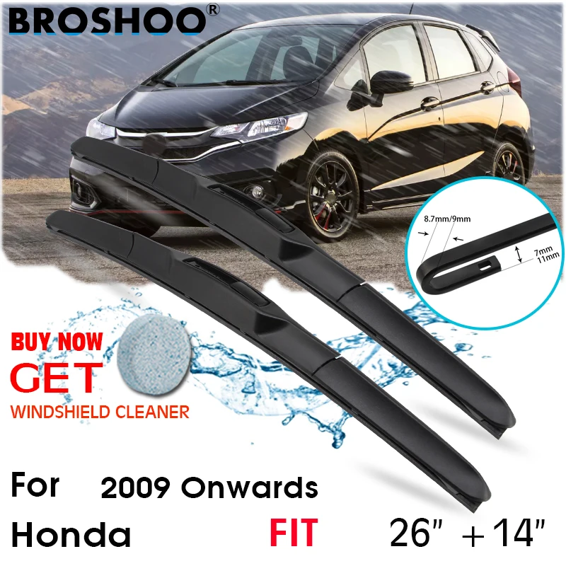 

Car Wiper Blade Front Window Windscreen Windshield Wipers Blades J hook Auto Accessories 26"+14" For Honda FIT 2009 Onwards
