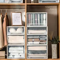 1Pcs Clothing Layered Drawer Storage Box Large Capacity Plastic Underwear Socks Storage Box 5L/13L/21L/35L/54L Stackable 2