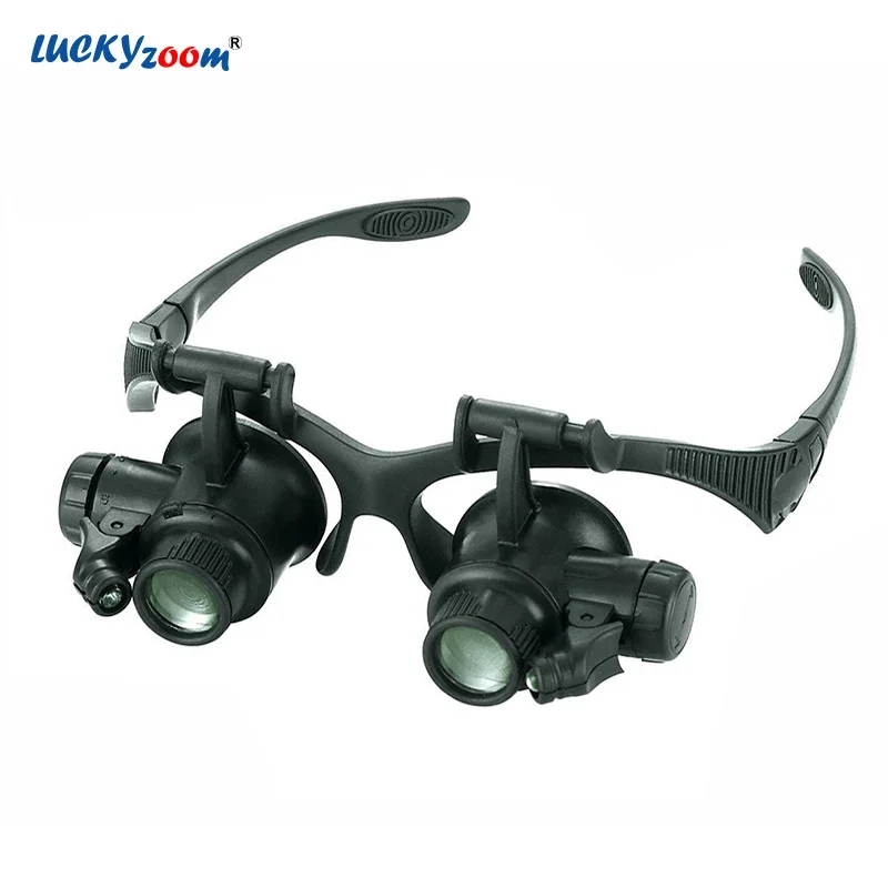 Headband Watchmaker Glasses Magnifier 10X 15X 20X 25X Watch Repair Magnifying Glass Binocular Illuminated EyeWear Lupa