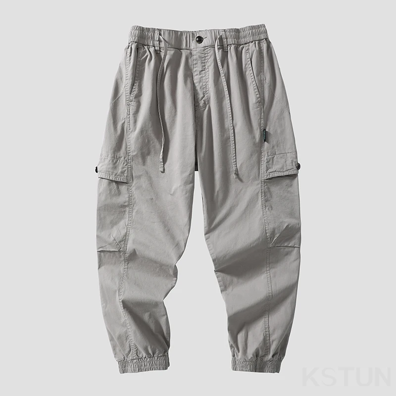Men Cargo Pants Drawstring Elastic Waist Loose Jogger Casual Pant Harem Sweatpants