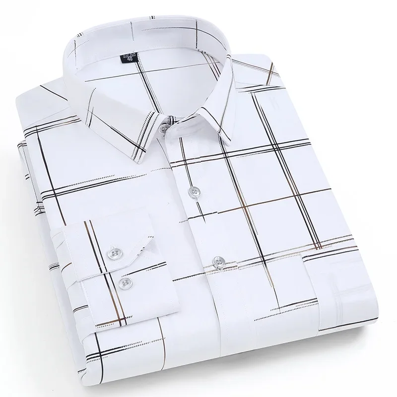 Fashion korean popular elastic bronzing long-sleeve shirts for men non-iron soft pliad tops slim fit shirt free shipping items