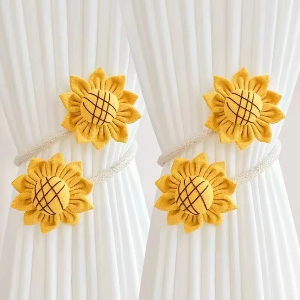 1Pcs Romantic Sunflower Curtain Tieback Twist Band Flower Shape Window Curtain Buckles Strap Rope Holders