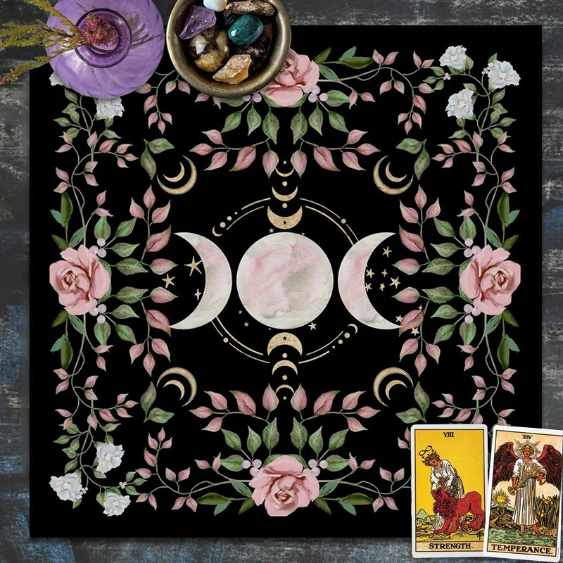 Tarot Card Table Cloth Table Cloth Tarot Tablecloth Triple Moon Altar Cloth Wicca Tarot Mat Decor