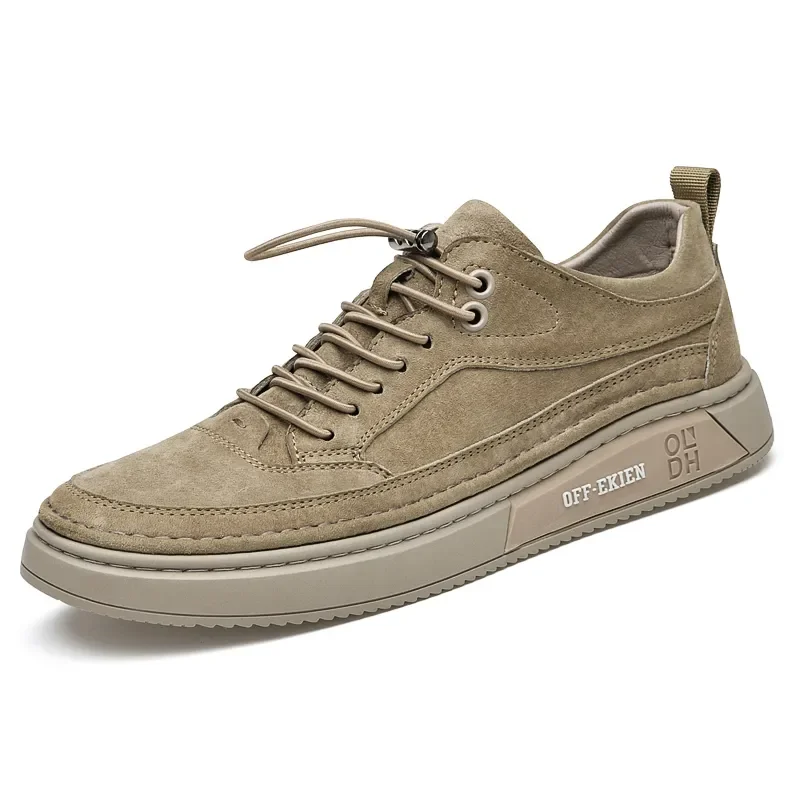 

Genuine Leather Men Casual Sneakers Platform Shoes for Men Soft Sole Tenis Shoes Male Flat Slip-on Solid Color Casual Shoes